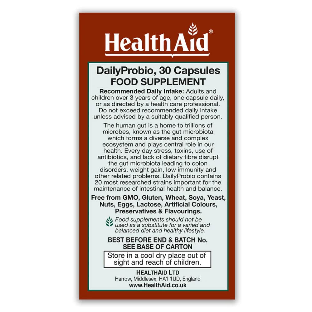 HealthAid DailyProbio Vegi Capsules, 30 -Count