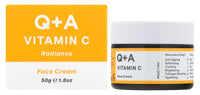 Q+A Vitamin C Radiance Cream - Hydrating, Anti-Ageing Face Cream with Collagen Boosting Vitamin C, Elasticity Enhancing Centella Asiatica & Antioxidant-Rich Tropical Fruit for Glowing Skin, 50g