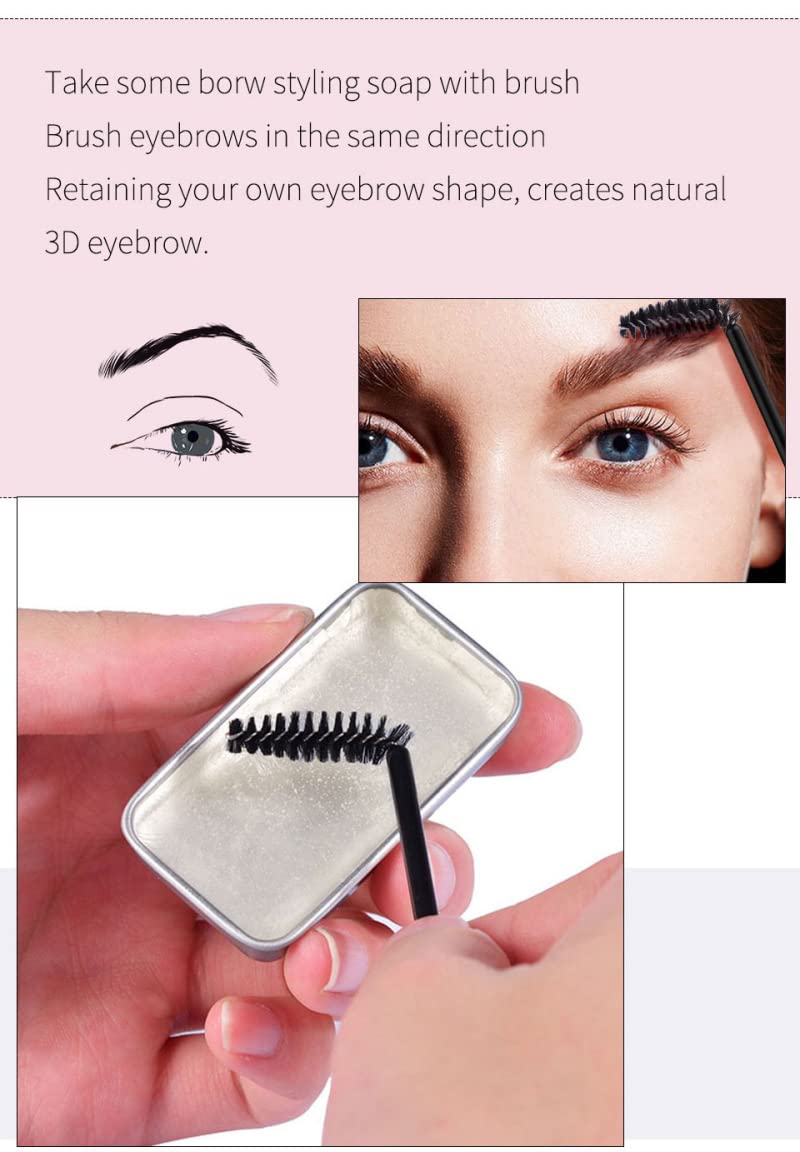 Brows Soap Kit, Shefave Brows Styling Soap,Long Lasting Eyebrows Styling Wax, Smudge Proof Eyebrow Styling Pomade for Natural Brows Shaping Defining, 20 g (Pack of 1)