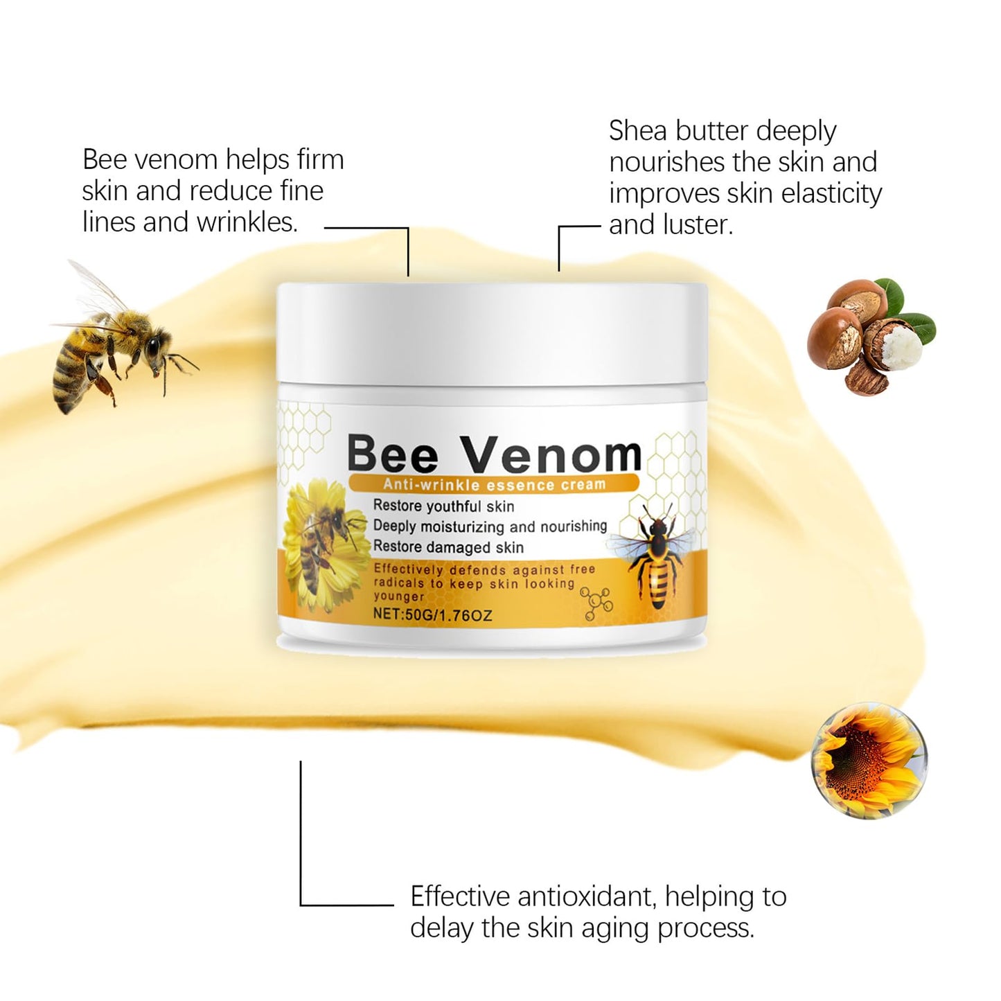 ChicNana Bee Venom Cream Skin Tightening Cream for Face Anti Wrinkle Face Cream Wrinkle Removal Face Lift Skin Treatmen For Fine Line Women