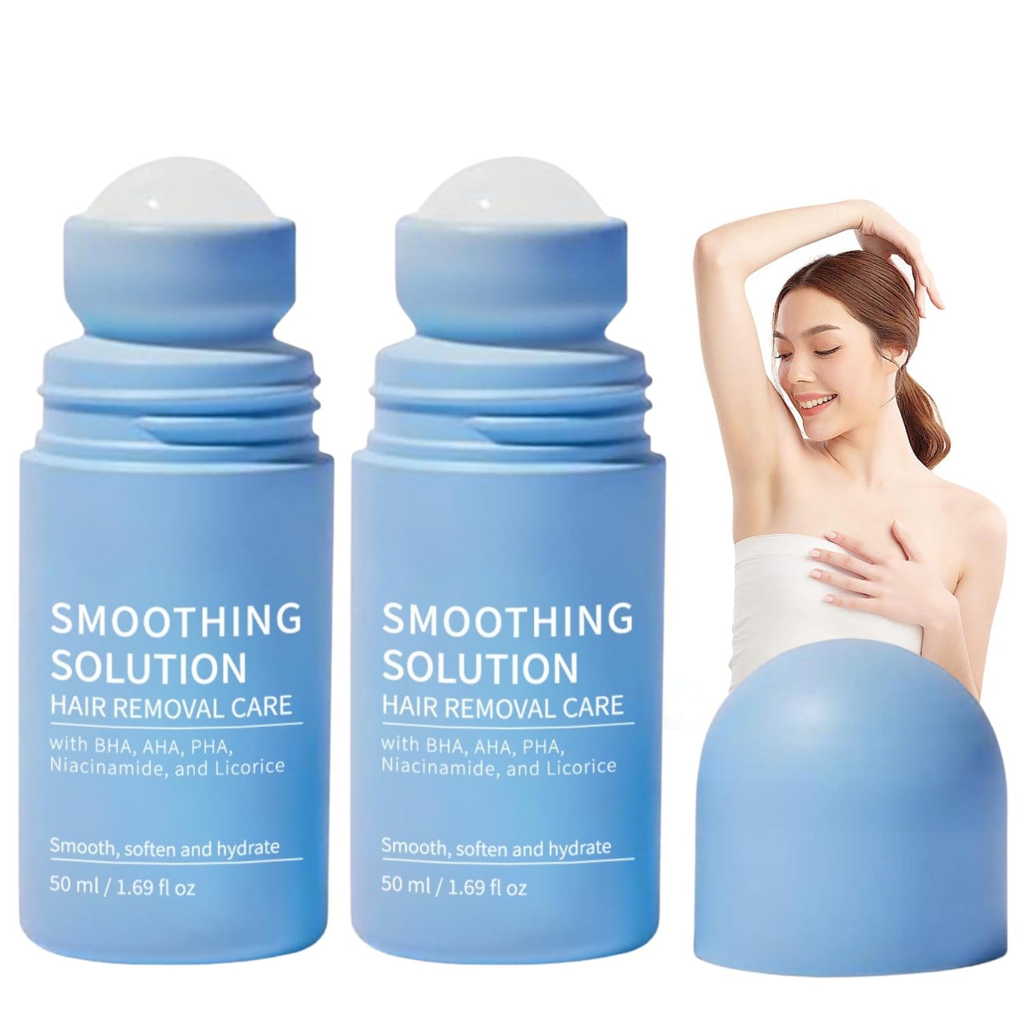 IZBEAUVO 2pcs Razor Bump Smoothing Solution Ingrown Hair Treatment with BHA AHA - High Roller Ingrown Tonic for Underarms Abdomen - Ingrown Hair Serum for Men & Women
