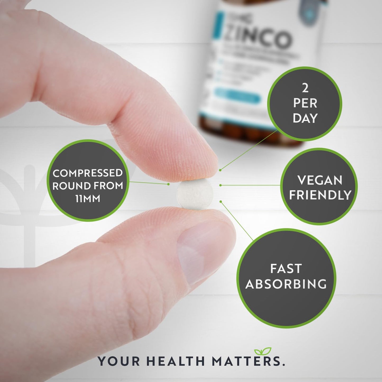 Zinc Tablets 50mg – 365 Vegan Tablets for 6 Months Supply – Zinc Supplement High Strength for Maintenance of Normal Immune System, Bones, Hair, Skin & Nails – Made in The UK by Nutravita