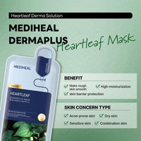 Mediheal Dermaplus Sheet Mask 10PC – Birch, Cica, Hyaluronic Acid, Aloe, Heartleaf (Heartleaf)