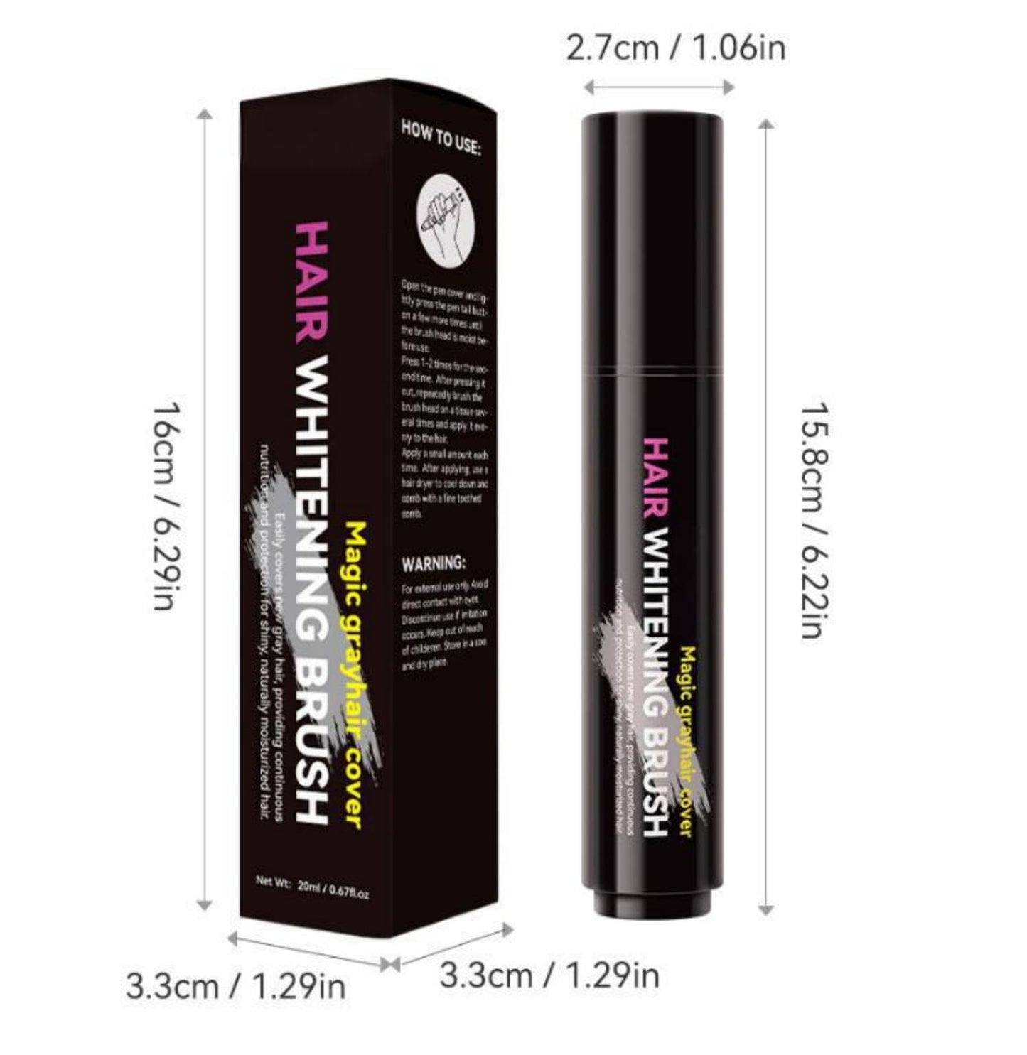 Generic Hair Root Touch Up Stick & Brush – Temporary Hair Dye Pen for Grey Coverage, Natural-Looking Root & Beard Touch Up, Easy to Use, Travel-Friendly, for Men & Women (Black Brown)