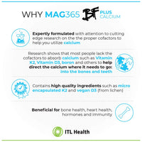 MAG365 ITL Health BF Plus Calcium Zinc Magnesium Powder | Including D3, K2, C, B6, Boron, Zinc and Potassium | Formulated for Optimal Bone Health, and Immune Support | (210g)