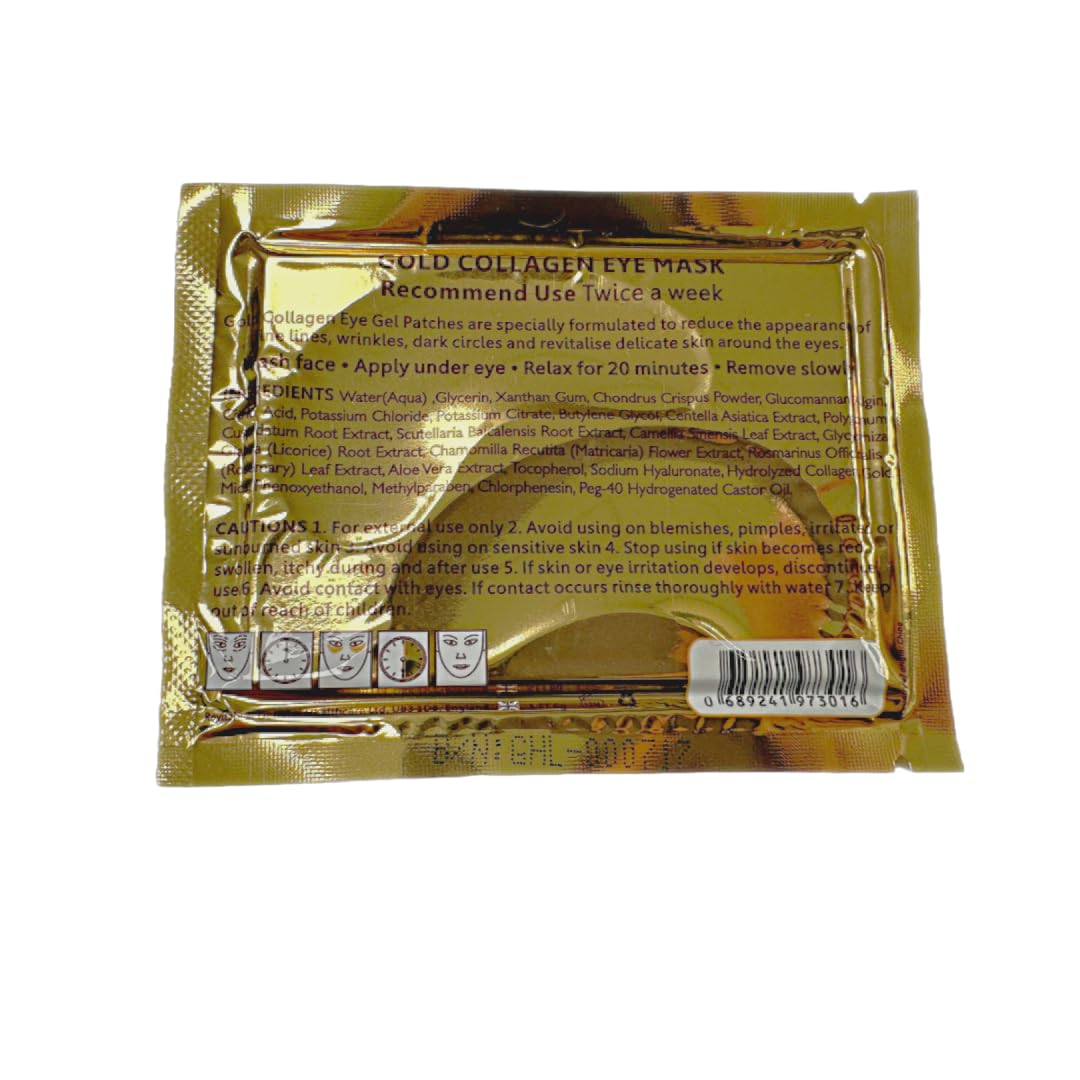 Revitale 24k Gold Under EYE Patches Collagen Gel Mask, Nourishes, Firms & Hydrates, Puffy Eyes & Dark Circles, Hyaluronic Acid (10 Pairs)