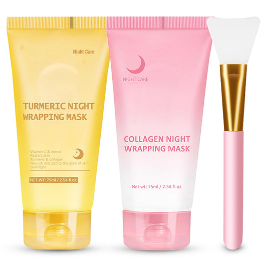 Shefave Turmeric & Collagen Night Wrapping Mask, Collagen Mask Overnight Peel Off Face Mas K – Hydrating, Firming & Revitalising For Glowing Skin, Korean Skincare