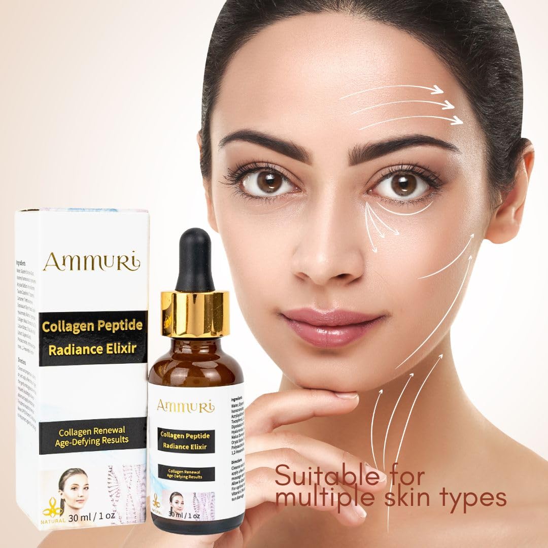 Premium Anti-Aging Collagen Serum by Ammuri - Infused with Matrixyl 3000, Hyaluronic Acid, Peptides, and Vitamin E for Visibly Reduced Fine Lines and Wrinkles