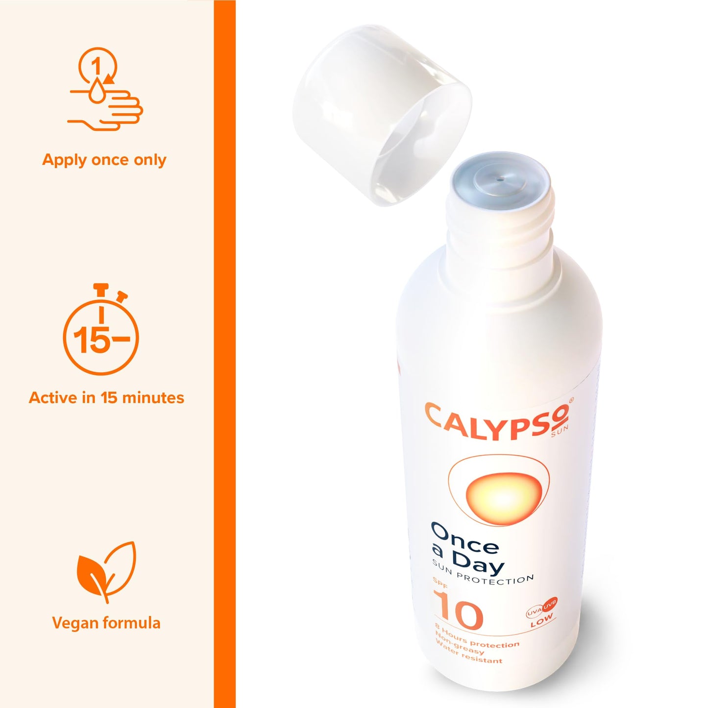 Calypso Once A Day Sun Protection Gel SPF20 and SPF10 - Multipack 2 × 200ml ǀ 8 hours Sunscreen, UVA and UVB Protection, Water Resistant, Non-Greasy