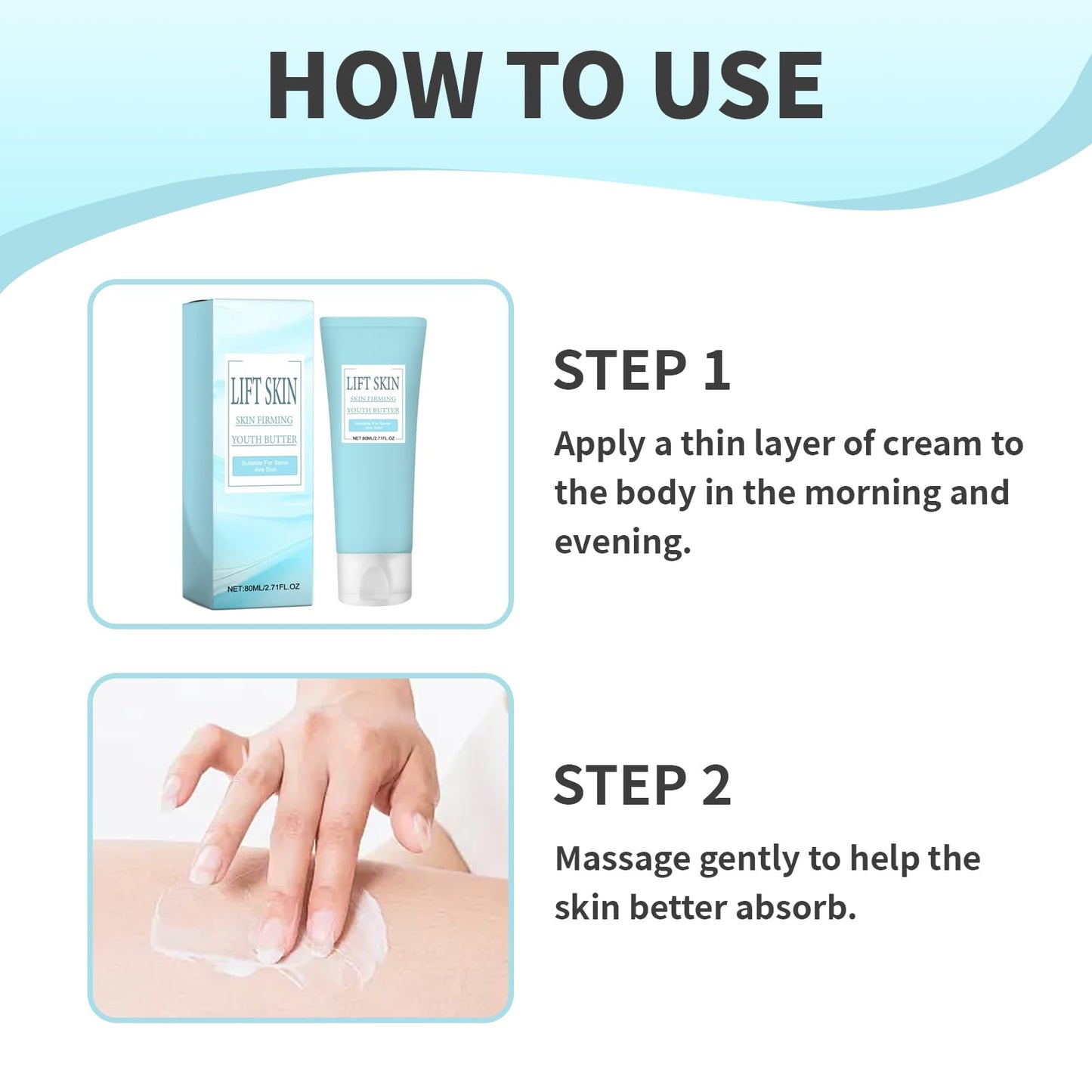 Asheyya 2PCS Luxelift Skin Firming Youth Butter, Lift and Firming Body Cream, Anti Aging Moisturizes Skin and Improves Fine Lines