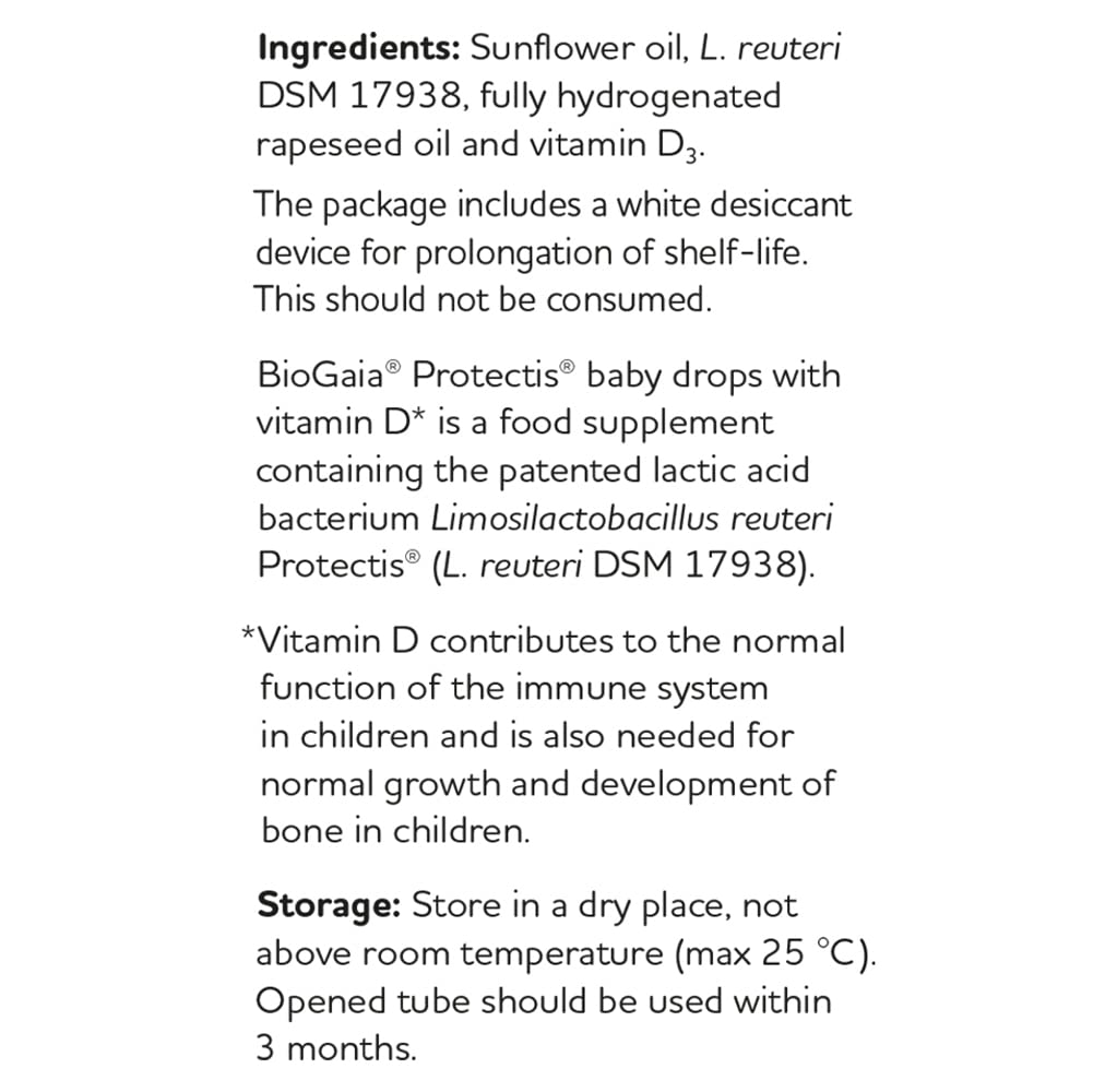 BIOGAIA Protectis Probiotic Drops with Vitamin D3 10ml Suitable for Newborn Babies,Balance Baby’s Gut Flora and Support Immune System. Contains BioGaia Patented L Reuteri DSM 17938.