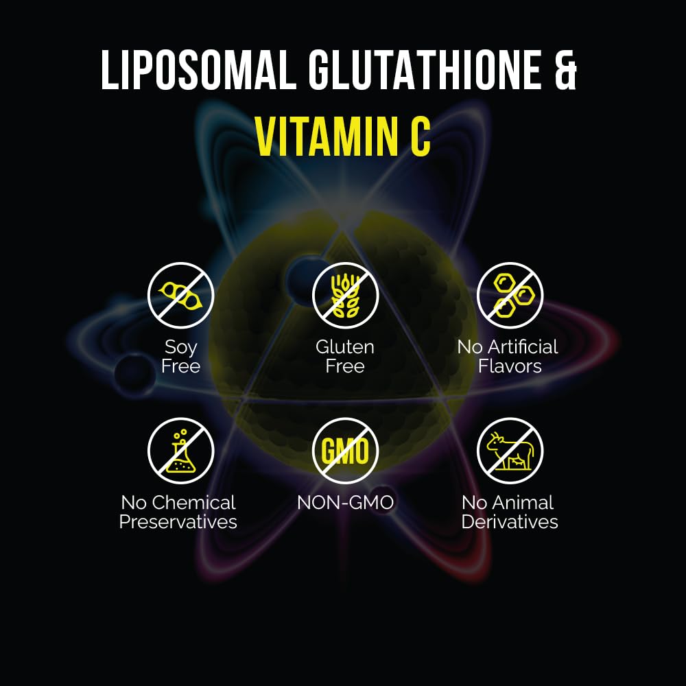 Intelligent Labs Liposomal Glutathione + Vitamin C, Advanced Liquid Antioxidant Formula, 500 mg Reduced L-Glutathione + 1000 mg Vitamin C per Serving, 30 Servings, Soy Free