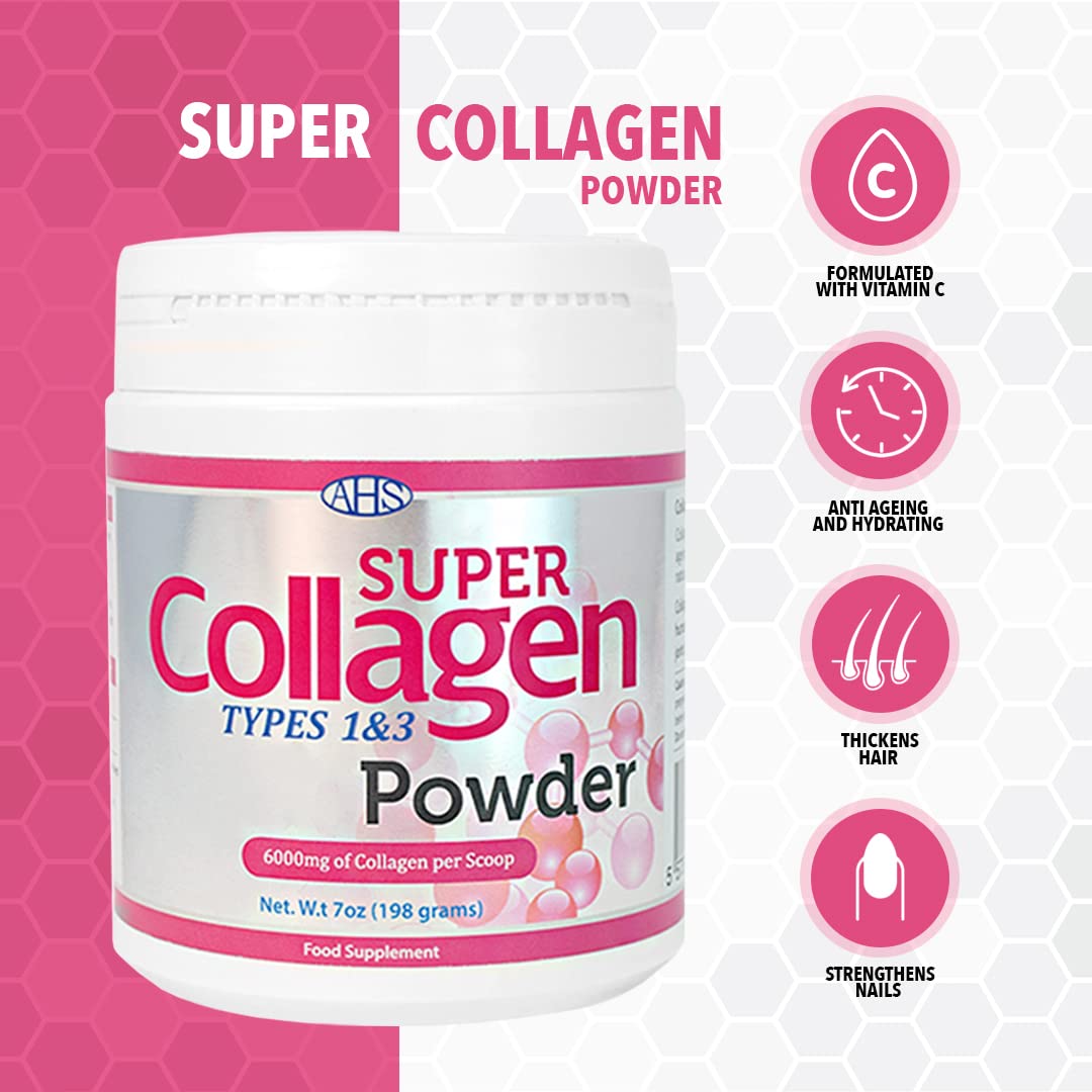 AHS Super Collagen Powder 198g/7oz - 6000MG Per Scoop - Unflavoured