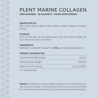 Plent PLENT Pure Marine Collagen Unflavored - Hair, Skin, Nail Support Supplement Marine Collagen peptides - 30 Days Supply Box 30 sachets