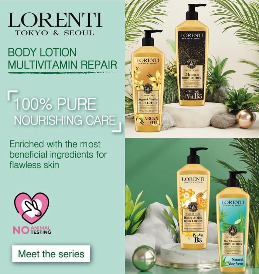 Lorenti Body Cream Lotion | Argan Oil & Vanilla Body Lotion | Ultra Nourishing Multi Vitamin Repair 400ml