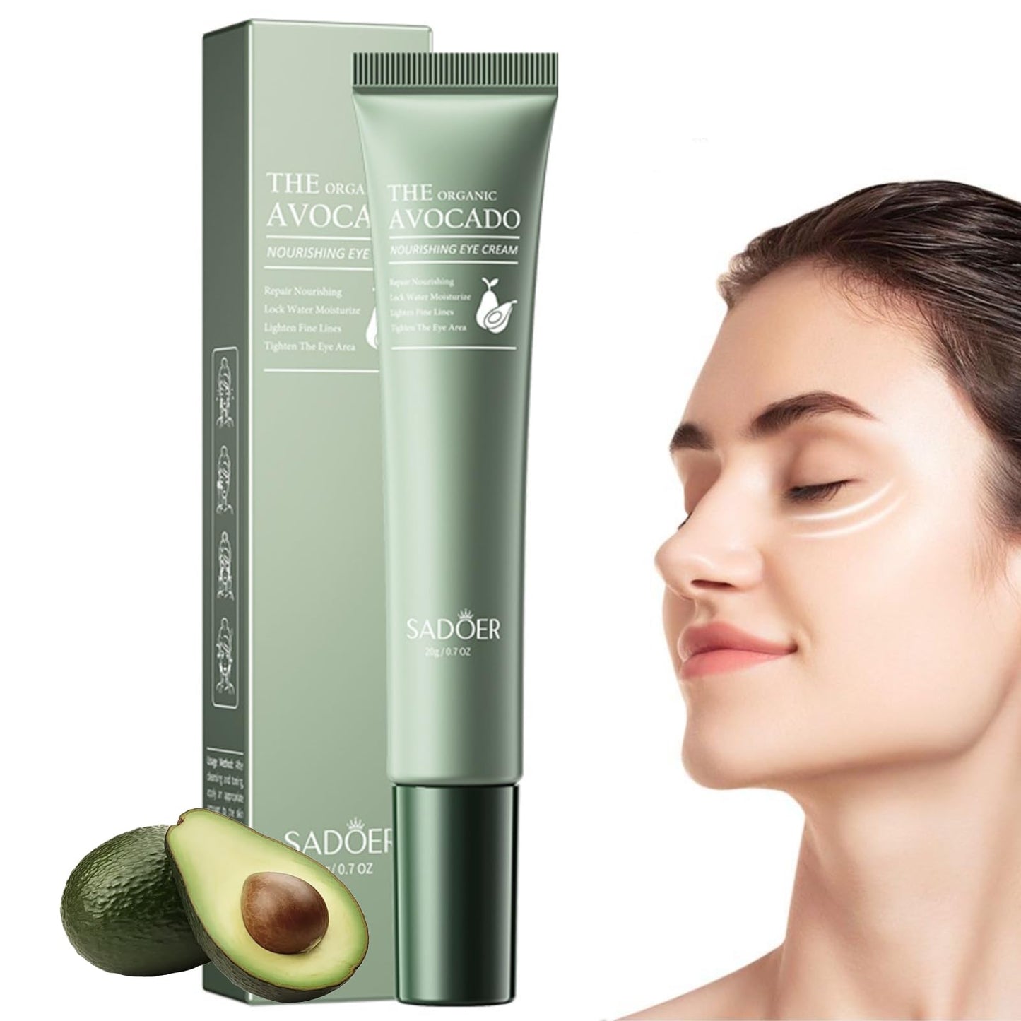 RUICHING Avocado Eye Cream for Dark Circles and Puffy Eyes, Moisturizing Under Eye Cream, Eye Tightener Serum, Anti Aging Anti Wrinkle Reduce Fine Lines, Brightening Eye Repair Cream