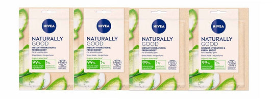 Nivea Naturally Good Organic Aloe Vera Instant Hydration & Fresh Boost Face Sheet Mask - Pack of 4