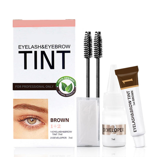 Eyebrow & Lash Tint, Brown Eyebrow Tint Kit, Fast & Easy Brow Dye Starter Kit, Long-Lasting Eye Brow Tint Lash Tint Kit For Natural Trendy Shaping Brow (Brown)