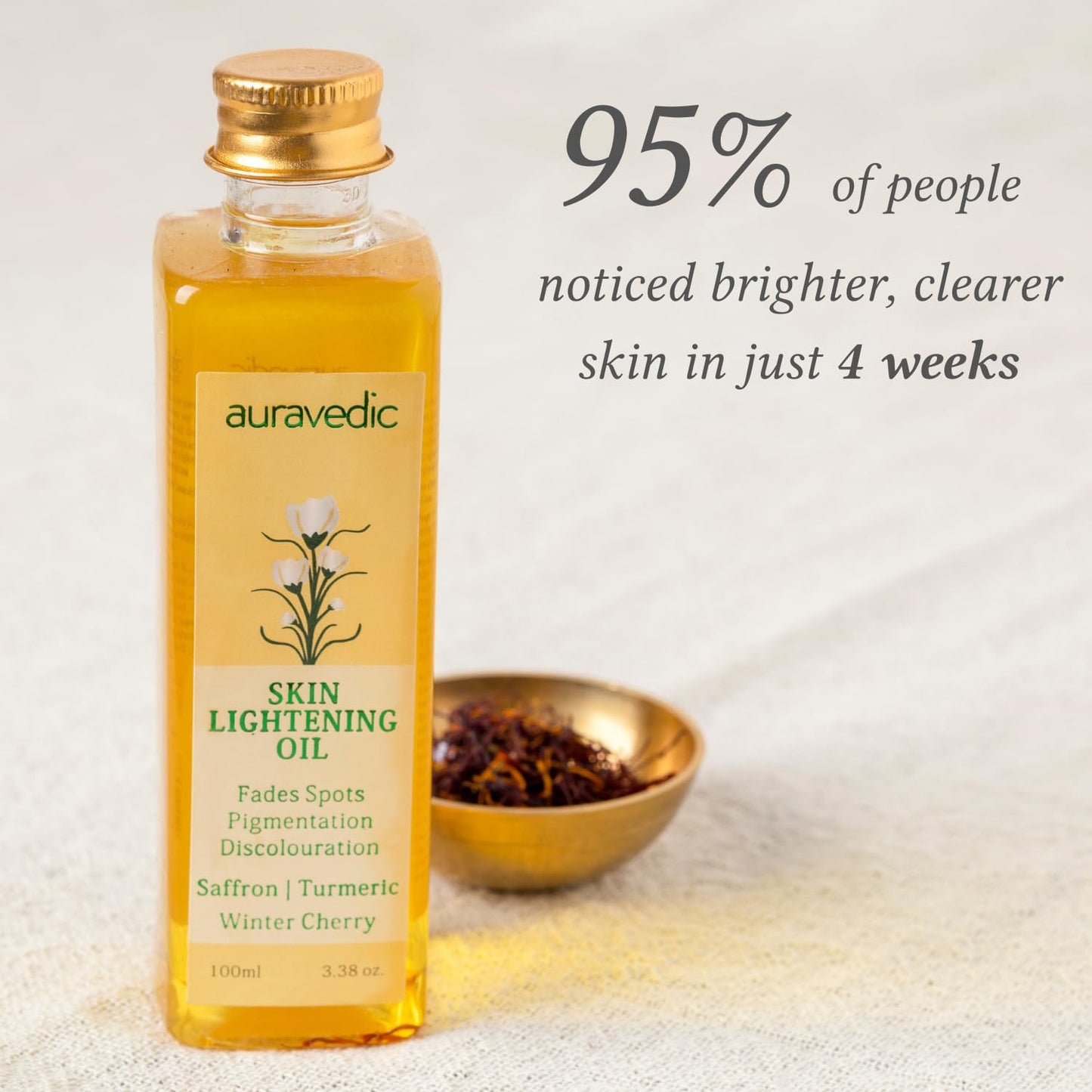 Auravedic Pam Herbals Skin Lightening Oil with Saffron, Turmeric and Winter Cherry 100 Ml