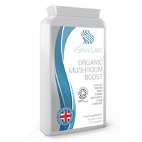 Xspan Labs Organic Mushroom Boost -120 Capsules - Lion's Mane, Reishi, Chaga, Cordyceps, Shitake & Maitake - Added Turmeric & Acerola Fruit – High Strength Beta-Glucans