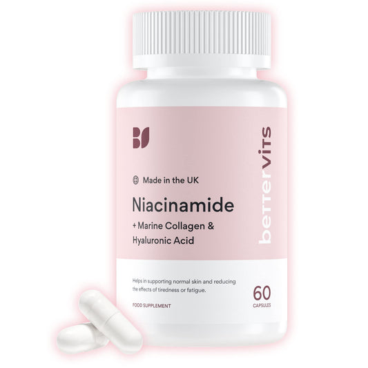 Bettervits Niacinamide Complex | Full Skin Coverage | Hair & Nails | Smooths & Hydrates | with Marine Collagen & Hyaluronic Acid