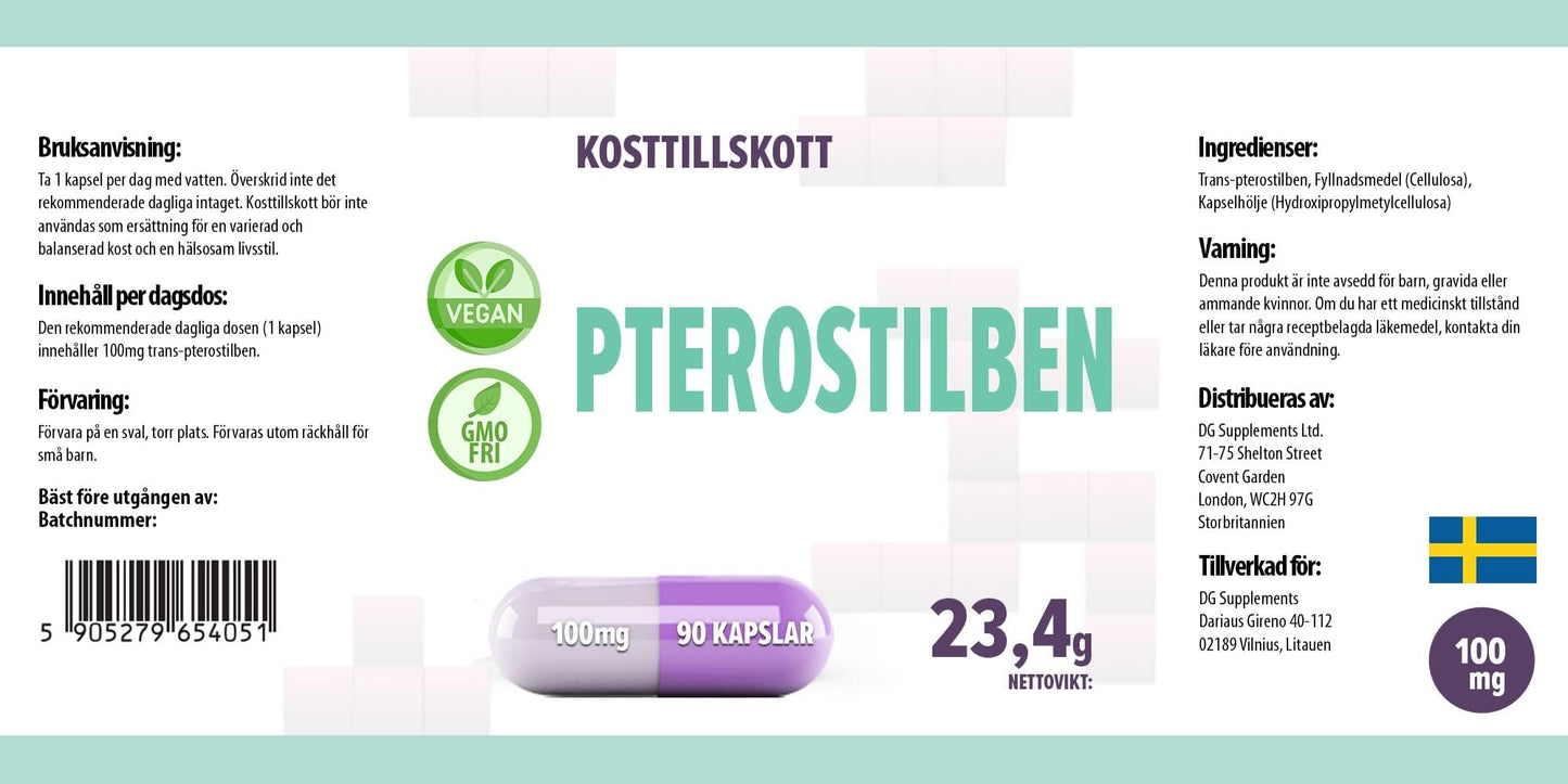 Hepatica Pterostilbene | 100mg | High-Strength Single Ingredient | 90 Vegan Capsules | 3-Month Supply | GMP & 3rd Party Lab Tested