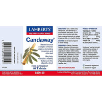 Lamberts Candaway Tablets – with Cinnamon, Olive Leaf & Fennel – Digestive Support & Gut Health – 60 Tablets