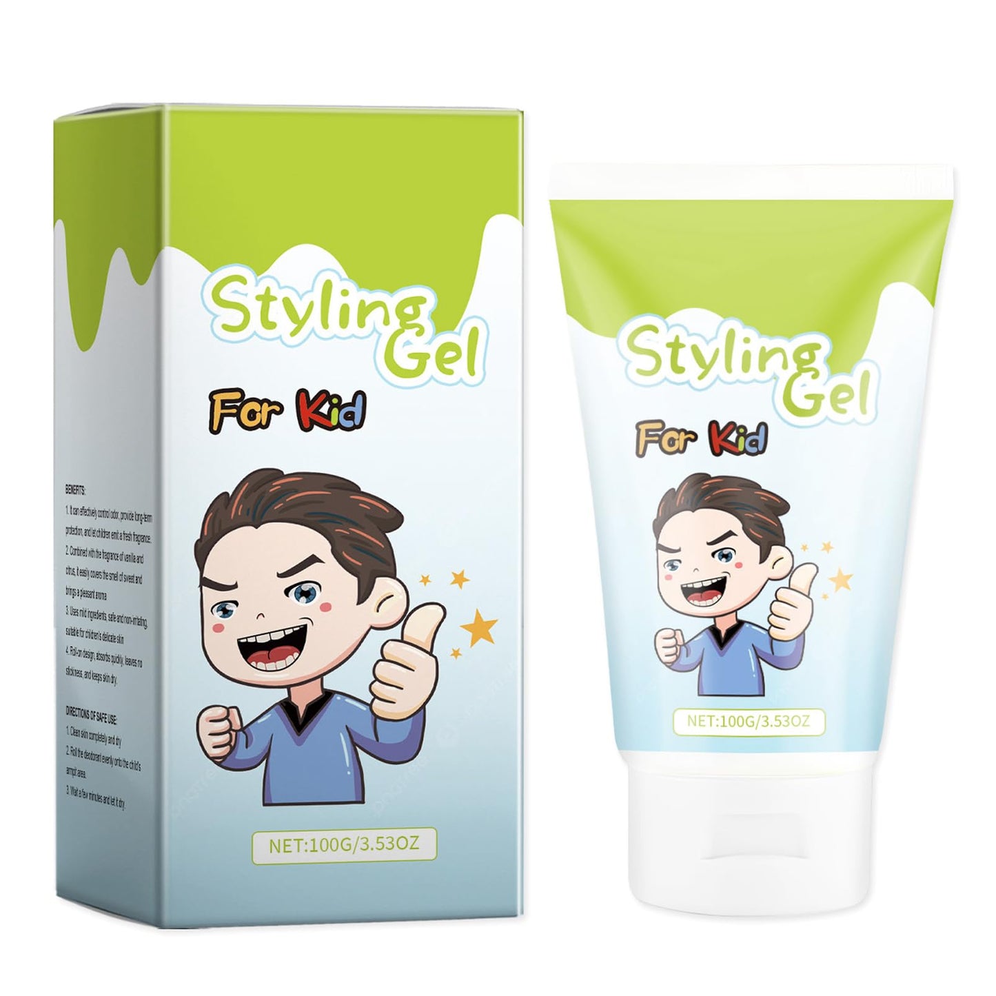 Kids Hair Gel - Styling Gel for Kids All Natural - Baby Hair Gel - Medium Strong Hold - Gentle Hold & Fun Hair Styles - Moisturizing - Fruit Fragrance - 100g/3.53oz
