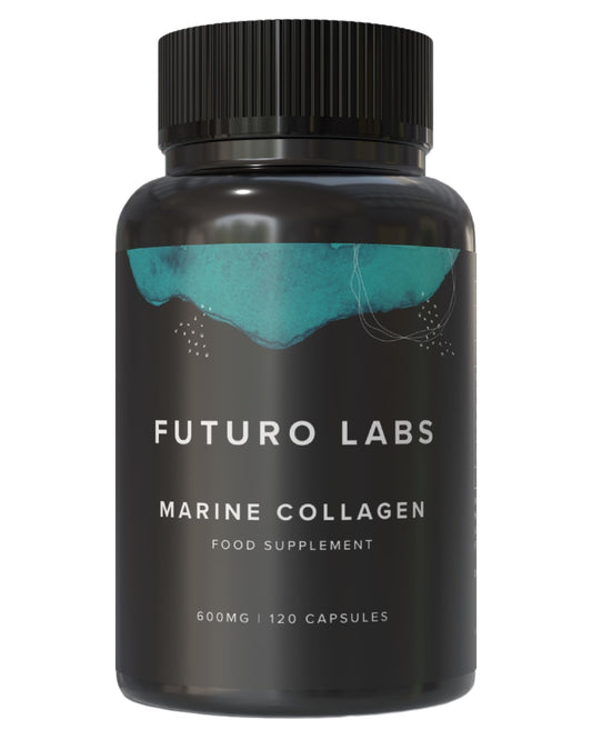 Marine Collagen Capsules 1200mg with VIT C (12mg) and Zinc (1.5mg) - Made in The UK - Type 1 Hydrolysed Marine Collagen Supplements for Women & Men - 60 Day Supply