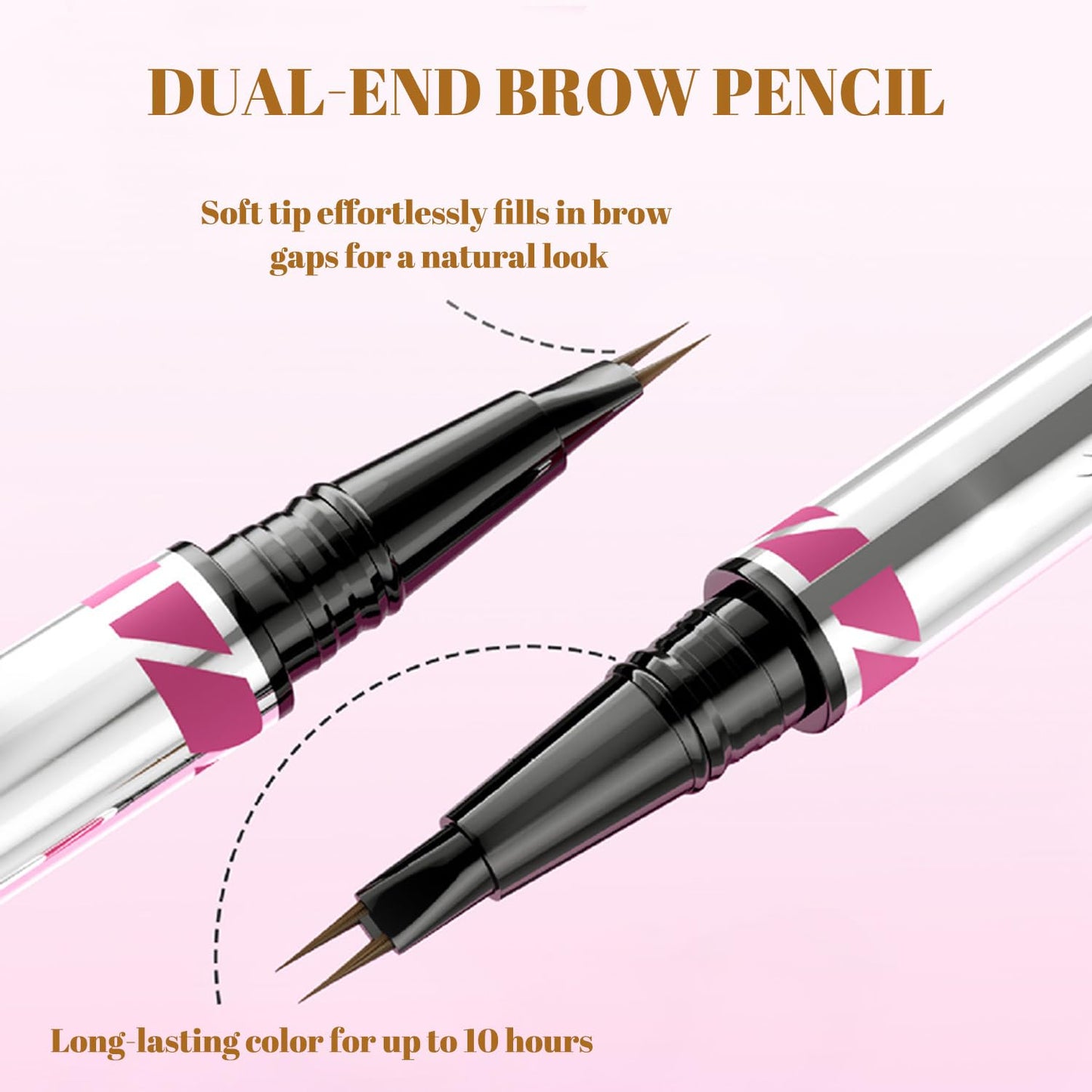 Generic Dual-End Design Microblading Eyebrow Pen with Blush, Natural Brows, Waterproof, Long-Lasting(Black Brown)