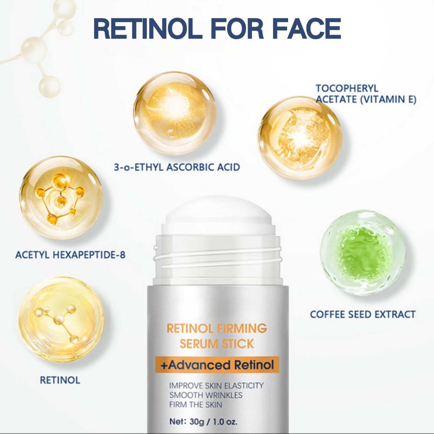 IZBEAUVO Retinol Firming Serum Stick - Retinol Eye Stick for Wrinkles & Skin Elasticity, Portable Face Tightening And Lifting with Advanced Retinol, Smooths Fine Lines & Firms Skin, 30g