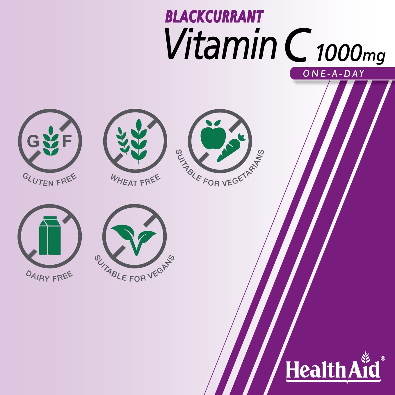HealthAid Vitamin C 1000mg - Effervescent (Blackcurrant Flavour) - 20 Tablets