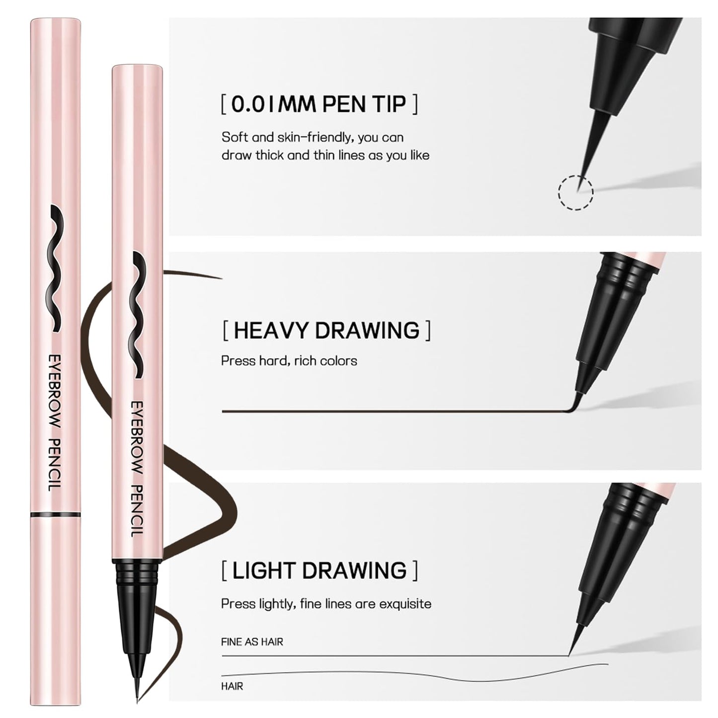 Wormeer Magic Eyebrow Pencil & Brow Pen - Waterproof, Smudge-Proof & Transfer-Proof Eyebrow Pen for Natural Defined Brow Bencil (Brown)