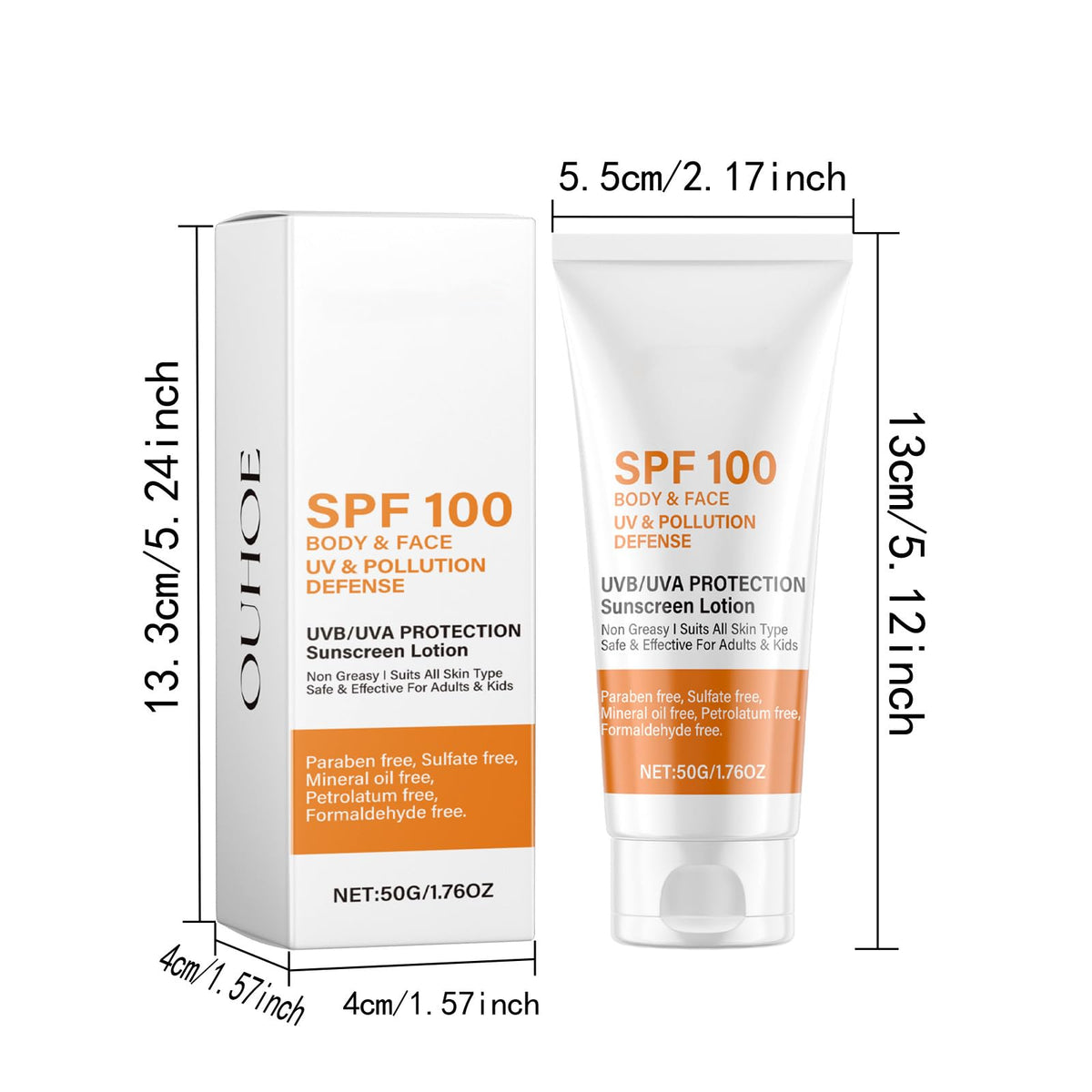 Mikloven SPF 100 Face Sunscreen for Women, Waterproof Sun Cream with Vitamin E, Broad Spectrum UVA/UVB Protection,Moisturizing & Non-Greasy, Travel Size (2 PCS)