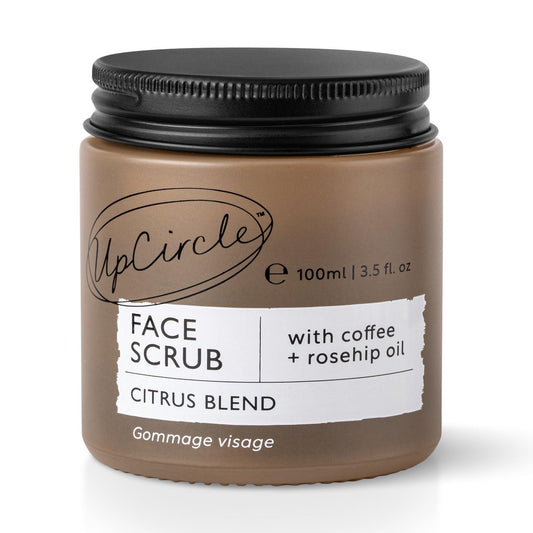 UpCircle Coffee Face Scrub - Citrus Blend For Normal + Dry Skin 100ml - Shea Butter, Coconut + Rosehip Oil - Natural, Vegan Face Exfoliator For Soft, Smooth Skin