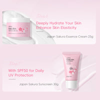 Ingzy Sakura Skin Care Sets & Kits for Teenage Girls, 7 Piece Cherry Blossom Skincare Gift Set with Cleanser, Face Toner, Face Cream, Serum, Eye Cream, Mud Mask, Sunscreen