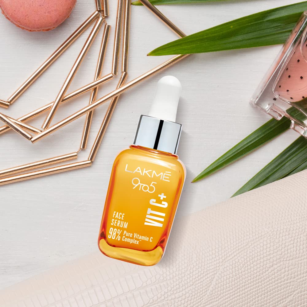 Lakme 9to5 Vitamin C+ Face Serum, For Nourished & Bright Skin with Antioxidant Rich Vitamin C & Kakadu Plum Extract, Non Greasy, 30 ml, LFWY100
