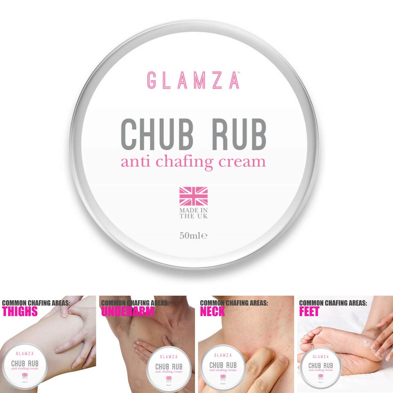 Glamza Chamois Cream Chub Rub’ Anti Chafing Cream for Men & Women - Prevents Chaffing for Cyclists, Runners and More 50ml