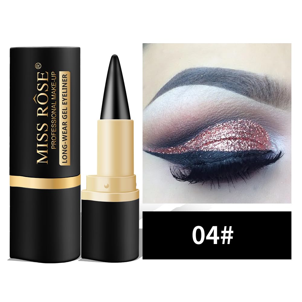 HOPHAT 2PCS Black Eyeliner Cream – Highly Pigmented Waterproof Black Eyeliner Gel, Long Lasting Smudge-proof Eye Liners Makeup Set Gift For Women