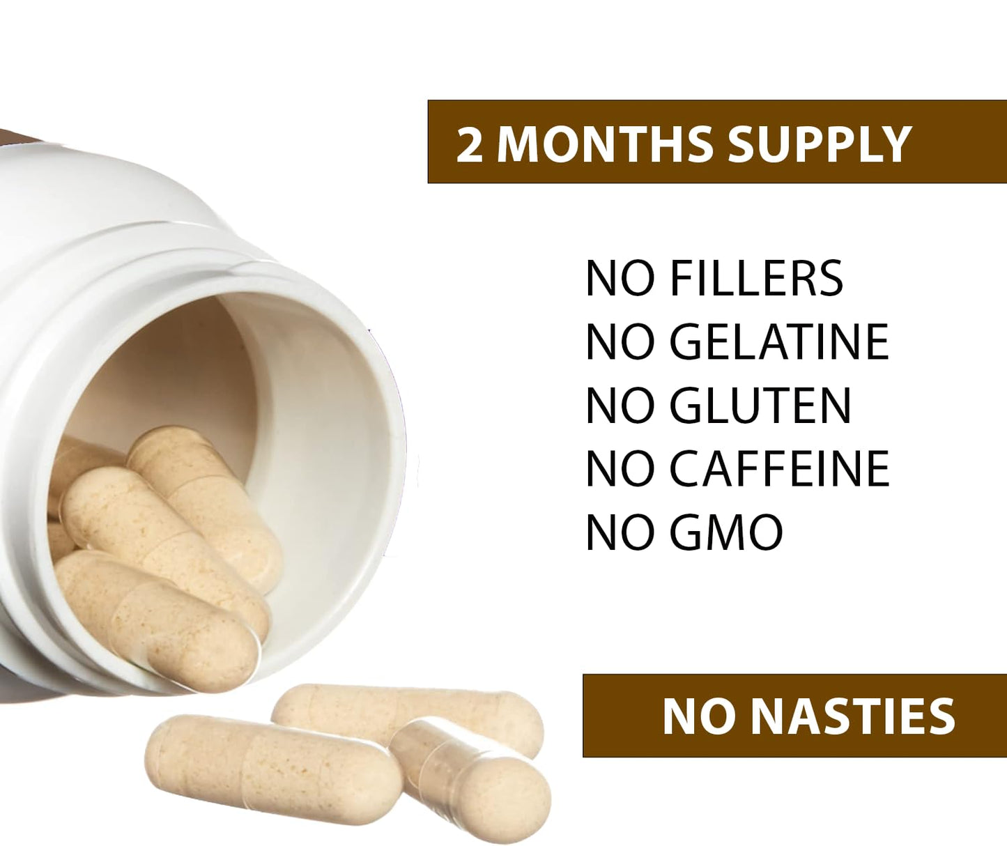 Natral 5000mg Pure Lion's Mane Mushroom High Strength Capsules - 60 Vegan Capsules, No Filler, 100% Fruiting Body Extract with 30% Polysaccharides – Supplement for Mental Clarity and Focus