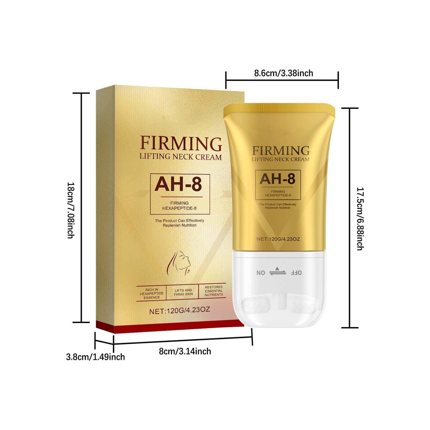Neck-Eye Care Tightening & Revitalizing Set, Neck and Eye Care Set, AH-8 Firming Neck Cream + Electric Massage Eye Cream (2)