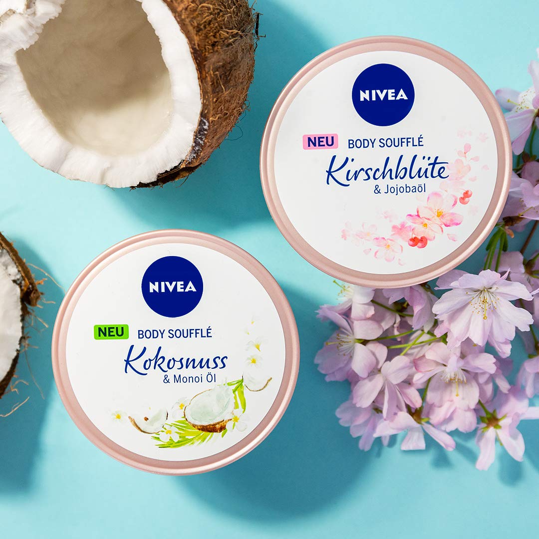 NIVEA Body Soufflé Coconut & Monoi Oil (200 ml), Body Care for 24h Moisture, Lotion for Dry and Very Dry Skin