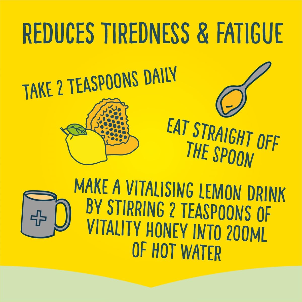 Just Bee Vitality Honey with Ginseng, Lemon Extract & Vitamins B1-B12 for Tiredness & Fatigue (260g)