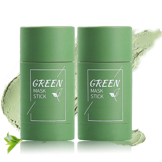 Angivlga Green Tea Cleansing Mask Stick, Blackhead Remover Green face Masks skincare Poreless Deep Cleanse Purifying Clay Mask Skin Care,Anti-Acne Facial Pore Cleanser Control For All Skin Types (2Pack)