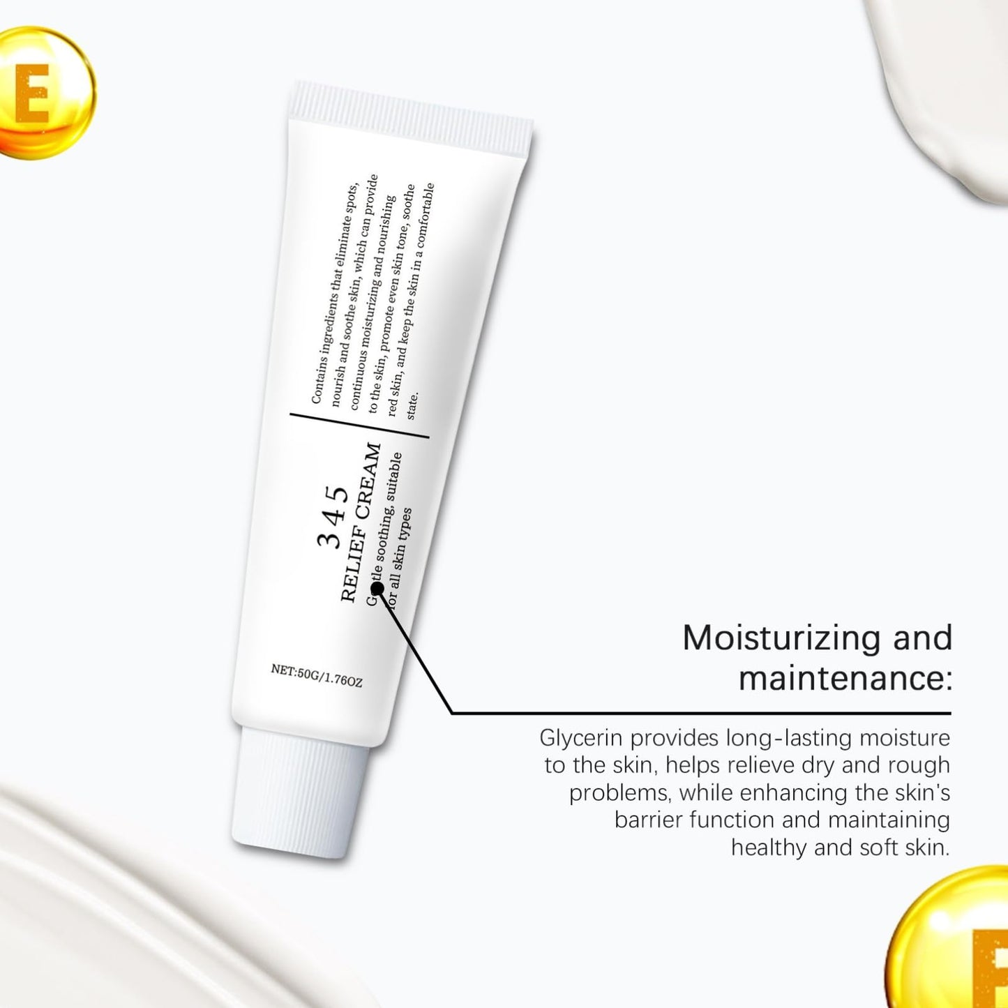 345 Relief Cream,Daily Face Moisturizer,Face Cream for Women,Skin Barrier Repair Cream,Soothing Face Care Moisturiser Cream,to Solve Skin Defects and Moisturize All Skin Types,50ml