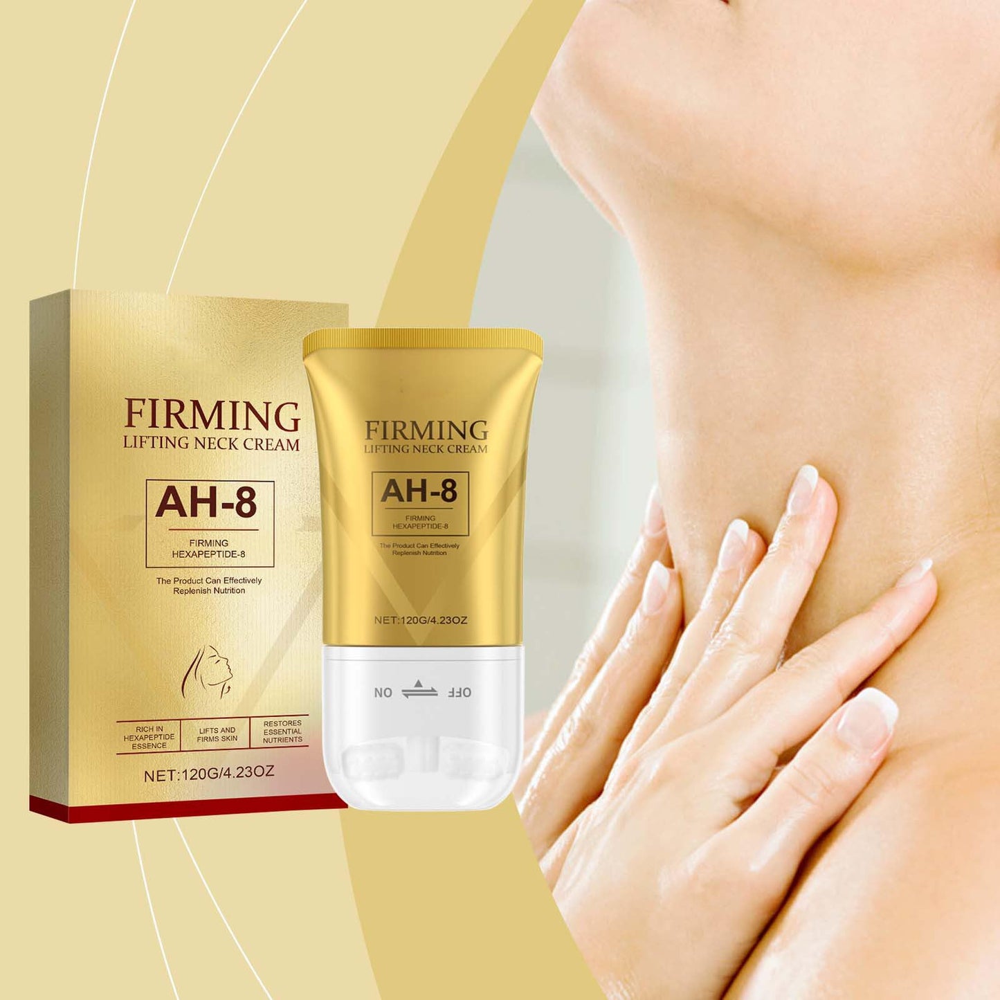 Ah-8 Firming Neck Cream, Tighten And Lift Neck Cream, Neck Firming Creams With Double Roller Massage, Reduce Wrinkles Fine Lines,for Firm And Lift Sagging Skin (1Pcs, one size)