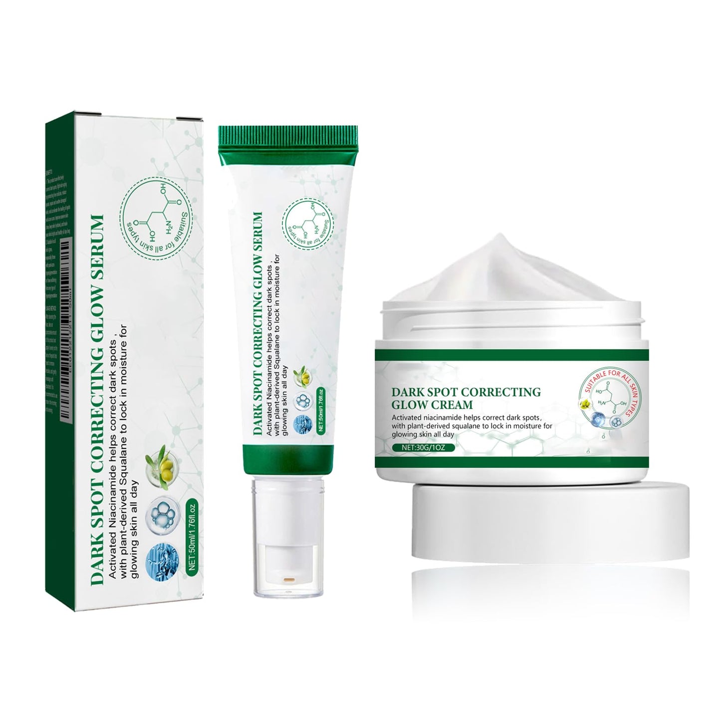 IZBEAUVO Brightening Skincare Set – Face Cream and Spot-Refining Serum Duo – Even Skin Tone and Radiance – Lightweight, Hydrating Formula for Daily Use, 2-Piece Kit