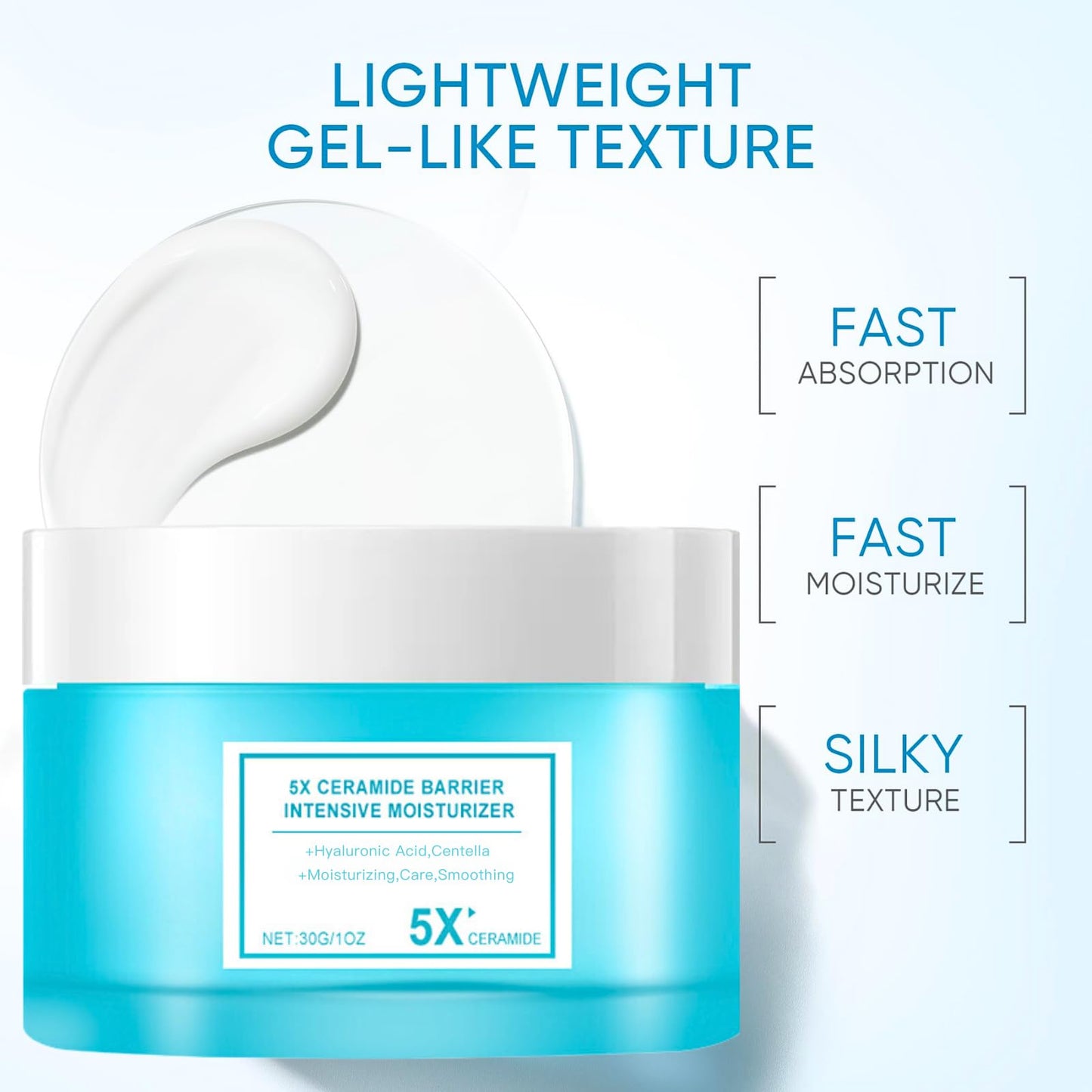 5X Ceramide Barrier Cream, Ceramide Moisturiser, Skin Barrier Repair Cream, Hyaluronic Acid Moisturiser Face Women With Centella - Hydrating Soothes Redness & Acne Barrier Repair Anti Aging Face Cream