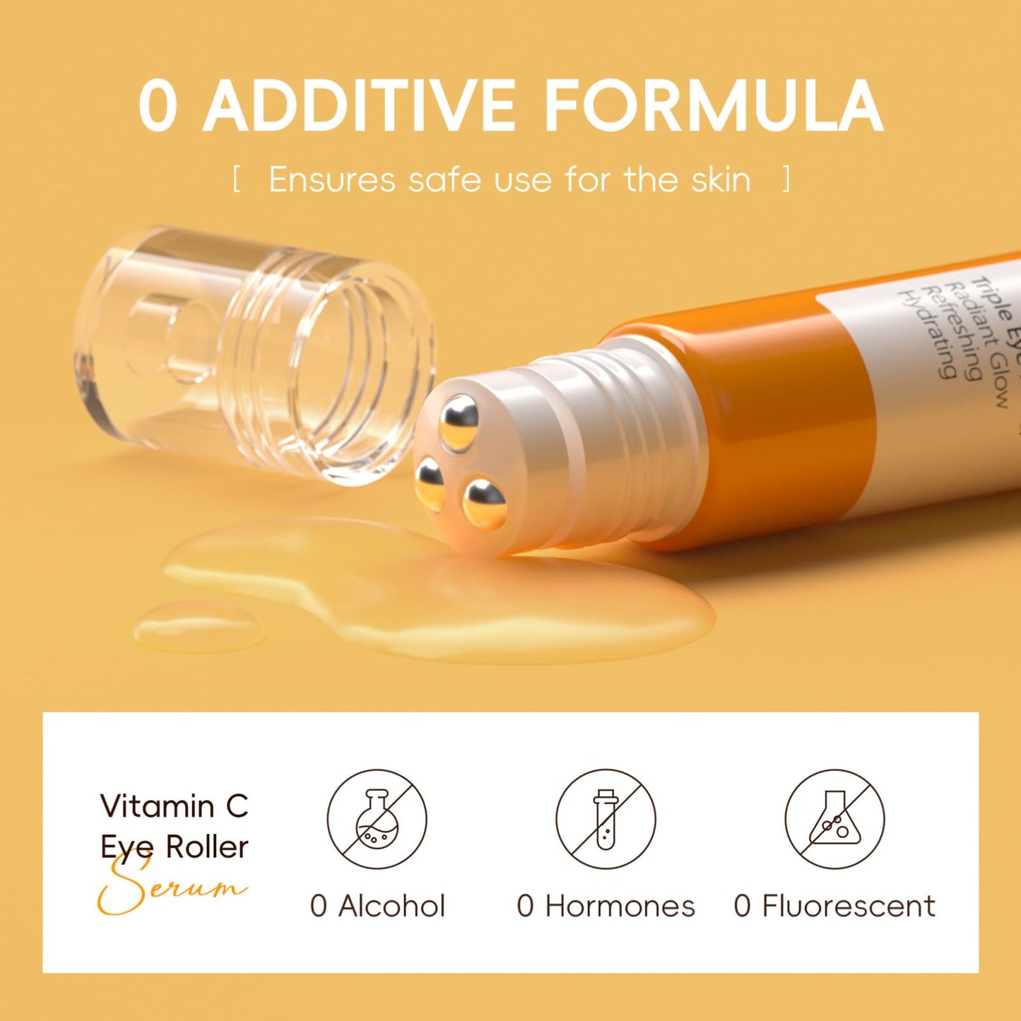 Vitamin C Eye Serum,Eye Bags Remover Women,Eye Roller for Dark Circles and Puffiness,Skincare for Dark Circles Under Eye Treatment Women,Liquid Eye Cream with Niacinamide,Caffeine