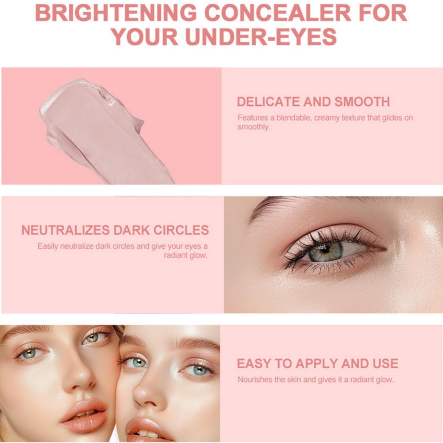 Xinyig Under Eye Brightener,Eye Concealer Instant-Anti Aging Eraser,Instant Anti Age Eraser Eye Concealer,Colour Correcting Eye Brighte/ner,Correcting Eye Brightener & Primer Dark Circles,Korean Makeup